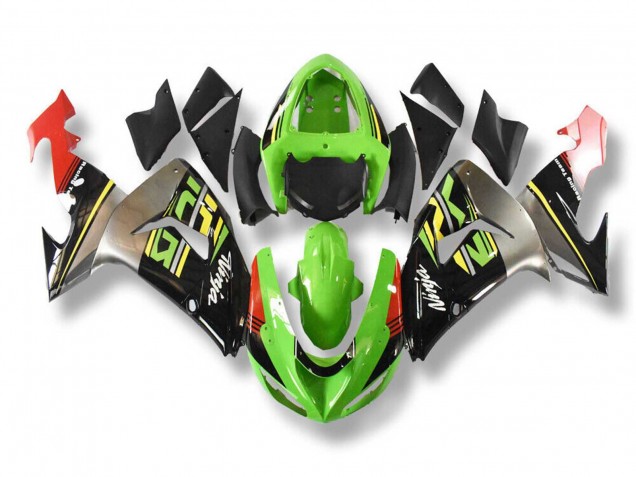 Erschwingliche Kawasaki ZX10R Motorrad Verkleidung 2006-2007 - Grun Grau Rot Schwarz Gelb