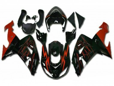 Erschwingliche Kawasaki ZX10R Motorrad Verkleidung 2006-2007 - Glanzendes Schwarz Rot