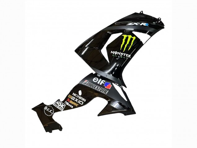 Erschwingliche Kawasaki ZX10R Motorrad Verkleidung 2006-2007 - Grau Gelb Glanzendes Schwarz Monster Elf