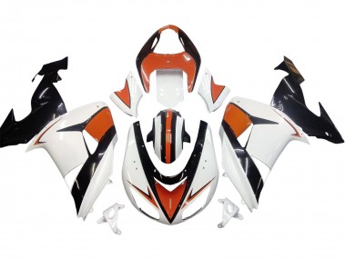 Erschwingliche Kawasaki ZX10R Motorrad Verkleidung 2006-2007 - Weiss Orange Schwarz