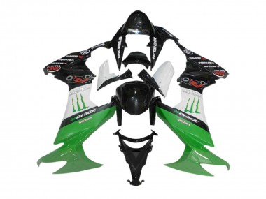Erschwingliche Kawasaki ZX10R Motorrad Verkleidung 2008-2010 - Glanzendes Schwarz Weiss Grun Monster