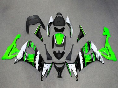 Erschwingliche Kawasaki ZX10R Motorrad Verkleidung 2008-2010 - Weiss Grun Glanzendes Schwarz Flamme