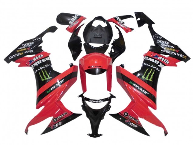 Erschwingliche Kawasaki ZX10R Motorrad Verkleidung 2008-2010 - Rot Schwarz Grun Monster Elf 27