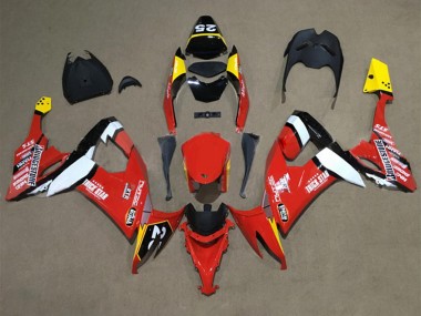 Erschwingliche Kawasaki ZX10R Motorrad Verkleidung 2008-2010 - Rot Gelb Weiss Schwarz