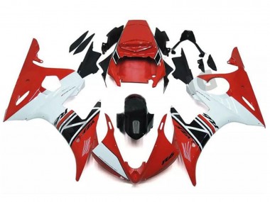 Erschwingliche Yamaha YZF R6 Motorrad Verkleidung 2003-2004 - Rot Weiss Glanzendes Schwarz