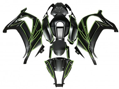 Erschwingliche Kawasaki ZX10R Motorrad Verkleidung 2008-2010 - Matt Schwarz Grun Linie