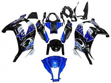 Erschwingliche Kawasaki ZX10R Motorrad Verkleidung 2011-2015 - Blau Weiss Glanzendes Schwarz