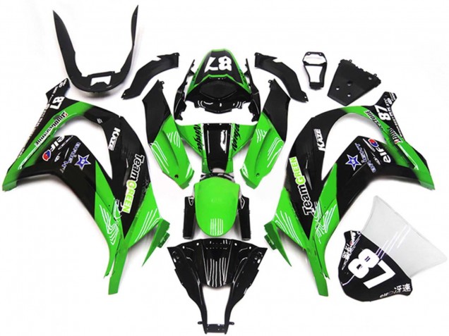 Erschwingliche Kawasaki ZX10R Motorrad Verkleidung 2011-2015 - Grun Glanzendes Schwarz Blau Stern Team Grun 87