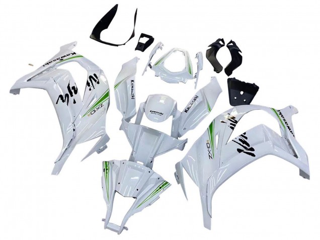 Erschwingliche Kawasaki ZX10R Motorrad Verkleidung 2011-2015 - Weiss Grun Streifen Schwarz Ninja