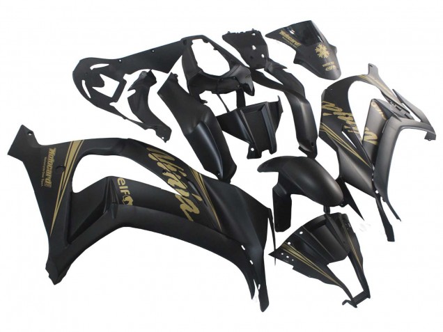 Erschwingliche Kawasaki ZX10R Motorrad Verkleidung 2011-2015 - Matt Schwarz Gold Schnee Elf