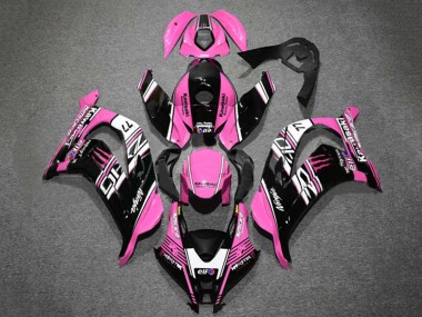 Erschwingliche Kawasaki ZX10R Motorrad Verkleidung 2016-2020 - Rosa Glanzendes Schwarz Weiss Elf Monster