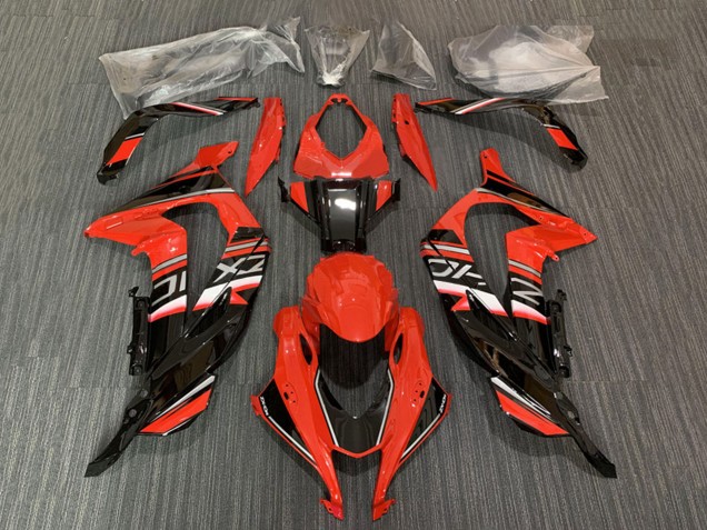 Erschwingliche Kawasaki ZX10R Motorrad Verkleidung 2016-2020 - Rot Glanzendes Schwarz