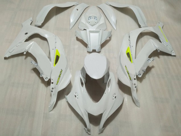 Erschwingliche Kawasaki ZX10R Motorrad Verkleidung 2016-2020 - Weiss Neon Gelb