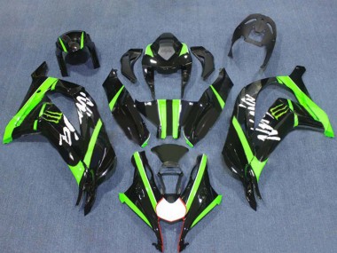 Erschwingliche Kawasaki ZX10R Motorrad Verkleidung 2016-2020 - Glanzendes Schwarz Grun Monster