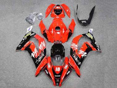 Erschwingliche Kawasaki ZX10R Motorrad Verkleidung 2016-2020 - Rot Glanzendes Schwarz Weiss Monster 18
