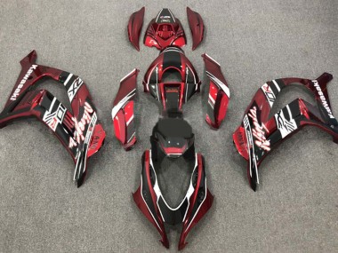 Erschwingliche Kawasaki ZX10R Motorrad Verkleidung 2016-2020 - Kastanienbraun Rot Weiss Glanzendes Schwarz