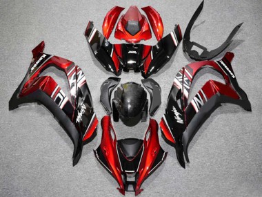 Erschwingliche Kawasaki ZX10R Motorrad Verkleidung 2016-2020 - Rot Glanzendes Schwarz Weiss