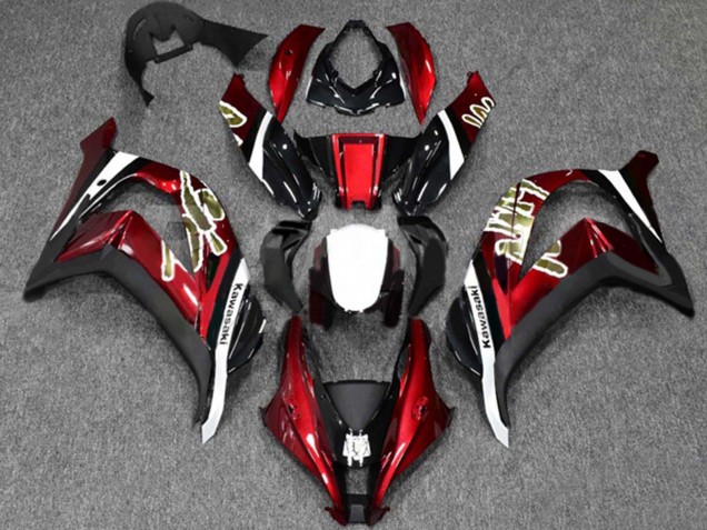 Erschwingliche Kawasaki ZX10R Motorrad Verkleidung 2016-2020 - Rot Glanzendes Schwarz Weiss