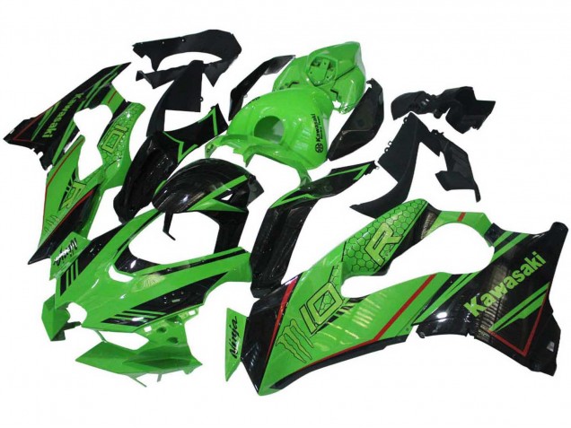 Erschwingliche Kawasaki ZX10R Motorrad Verkleidung 2021-2025 - Grun Glanzendes Schwarz