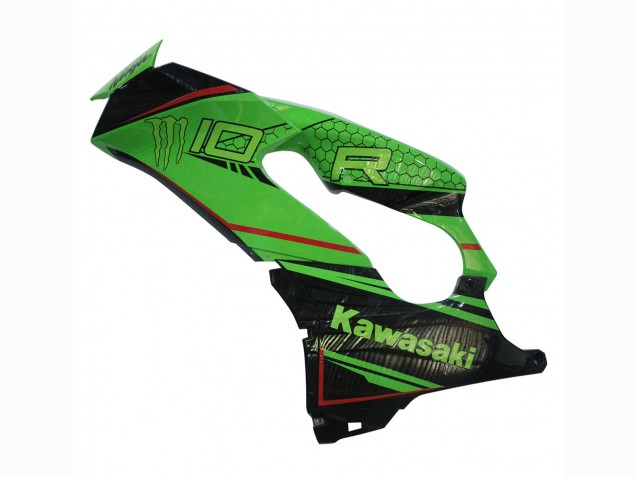 Erschwingliche Kawasaki ZX10R Motorrad Verkleidung 2021-2025 - Grun Glanzendes Schwarz