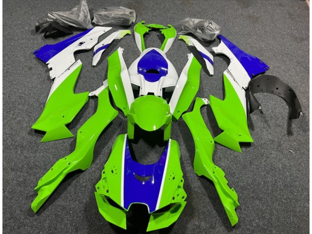 Erschwingliche Kawasaki ZX10R Motorrad Verkleidung 2021-2025 - Weiss Grun Blau