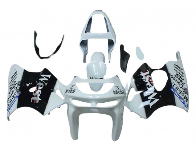 Erschwingliche Kawasaki ZX6R Motorrad Verkleidung 1998-1999 - Weiss Schwarz West Mobil