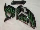 Erschwingliche Kawasaki ZX14R ZZR1400 Motorrad Verkleidung 2006-2011 - Glanzendes Schwarz Grun Flamme