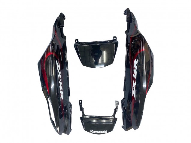 Erschwingliche Kawasaki ZX14R ZZR1400 Motorrad Verkleidung Kit 2006-2011 - Glanzendes Schwarz Rot Flamme