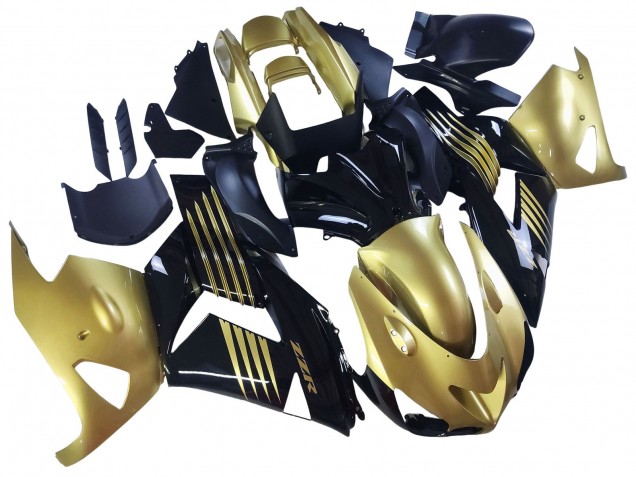 Erschwingliche Kawasaki ZX14R ZZR1400 Motorrad Verkleidung 2006-2011 - Gold Schwarz