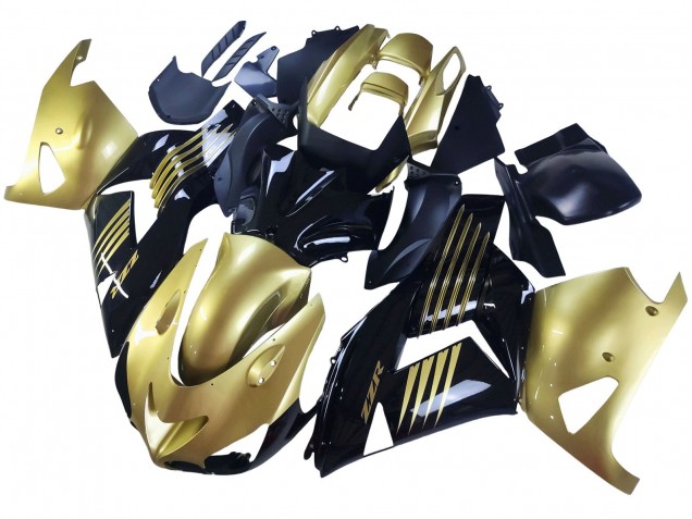 Erschwingliche Kawasaki ZX14R ZZR1400 Motorrad Verkleidung 2006-2011 - Gold Schwarz