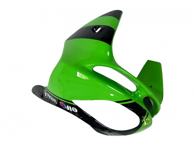 Erschwingliche Kawasaki ZX6R Motorrad Verkleidung 1998-1999 - Grun Glanzendes Schwarz Elf Bridgestone