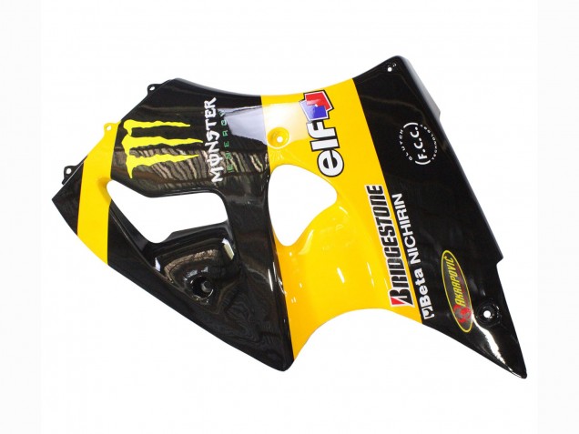 Erschwingliche Kawasaki ZX6R Motorrad Verkleidung 1998-1999 - Gelb Schwarz Monster Elf Bridgestone