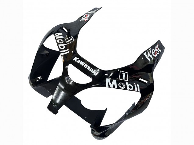 Erschwingliche Kawasaki ZX6R Motorrad Verkleidung 2000-2002 - Glanzendes Schwarz Weiss West Michelin