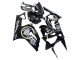 Erschwingliche Kawasaki ZX6R Motorrad Verkleidung 2003-2004 - Glanzendes Schwarz Weiss Motul Lucky Strike