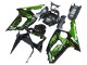 Erschwingliche Kawasaki ZX6R Motorrad Verkleidung 2003-2004 - Glanzendes Schwarz Grun Flamme