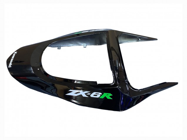 Erschwingliche Kawasaki ZX6R Motorrad Verkleidung 2003-2004 - Glanzendes Schwarz Grun Flamme