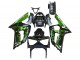 Erschwingliche Kawasaki ZX6R Motorrad Verkleidung 2003-2004 - Glanzendes Schwarz Grun Flamme