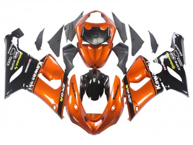 Erschwingliche Kawasaki ZX6R Motorrad Verkleidung 2005-2006 - Orange Schwarz