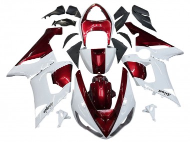 Erschwingliche Kawasaki ZX6R Motorrad Verkleidung 2005-2006 - Weiss Rot