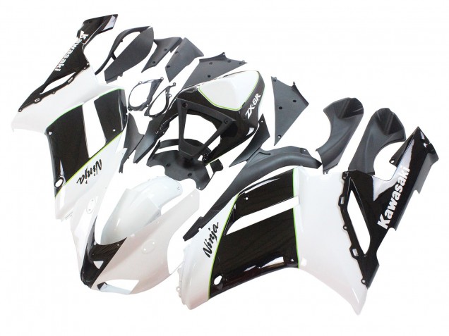 Erschwingliche Kawasaki ZX6R Motorrad Verkleidung 2007-2008 - Schwarz Weiss Ninja