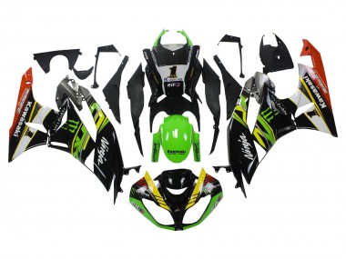 Erschwingliche Kawasaki ZX6R Motorrad Verkleidung 2009-2012 - Grun Glanzendes Schwarz Gelb Weiss Rot Elf Monster