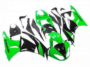 Erschwingliche Kawasaki ZX6R Motorrad Verkleidung 2009-2012 - Grun Glanzendes Schwarz