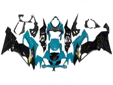 Erschwingliche Kawasaki ZX6R Motorrad Verkleidung 2009-2012 - Hellblau Glanzendes Schwarz Gelb