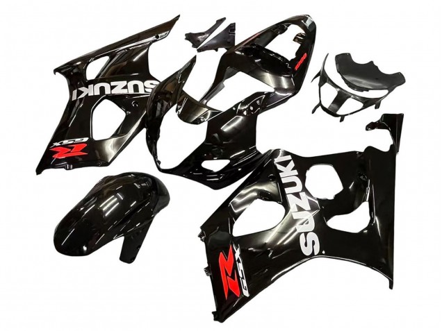 Erschwingliche Suzuki GSXR 1000 Motorrad Verkleidung 2003-2004 - Glanzendes Schwarz Weiss Rot Aufkleber