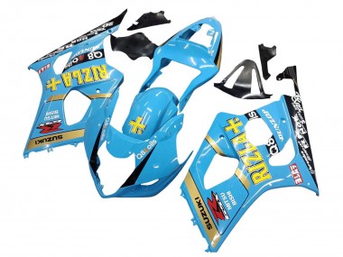 Erschwingliche Suzuki GSXR 1000 Motorrad Verkleidung 2003-2004 - Hellblau Gelb Schwarz Rizla Motul