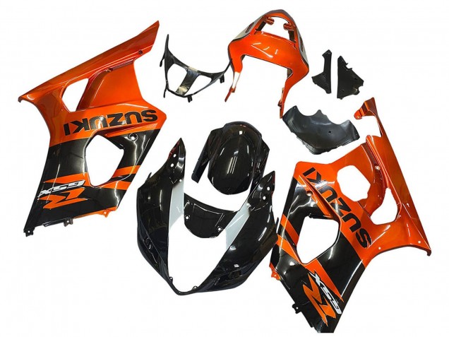 Erschwingliche Suzuki GSXR 1000 Motorrad Verkleidung 2003-2004 - Burnt Orange Glanzendes Schwarz
