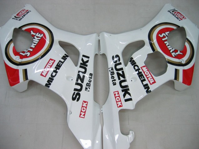 Erschwingliche Suzuki GSXR 1000 Motorrad Verkleidung 2003-2004 - Weiss Rot Motul Lucky Strike