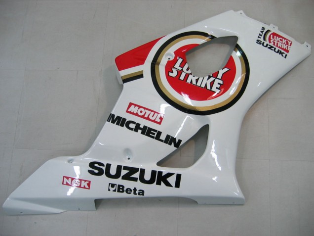 Erschwingliche Suzuki GSXR 1000 Motorrad Verkleidung 2003-2004 - Weiss Rot Motul Lucky Strike