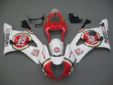 Erschwingliche Suzuki GSXR 1000 Motorrad Verkleidung 2003-2004 - Weiss Rot Motul Lucky Strike
