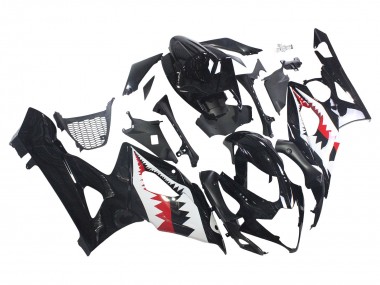 Erschwingliche Suzuki GSXR 1000 Motorrad Verkleidung 2005-2006 - Glanzendes Schwarz Rot Weiss Hai